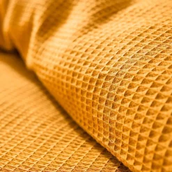 Coton Pur Parure de couette "Nid d'abeille" 260 x 240 pour lit 2 Places "King Size" 160 à 180 cm - Nid d'abeille Curry