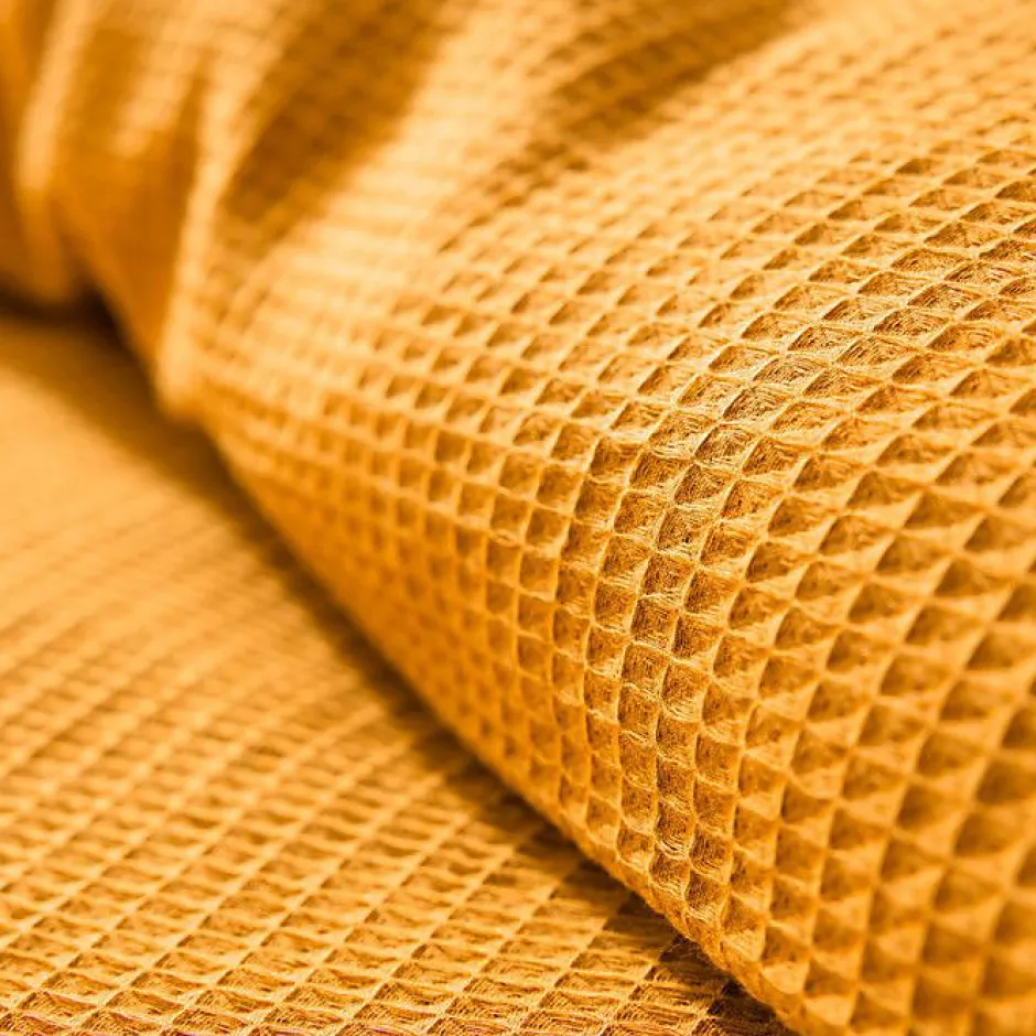 Coton Pur Parure de couette "Nid d'abeille" 260 x 240 pour lit 2 Places "King Size" 160 à 180 cm - Nid d'abeille Curry