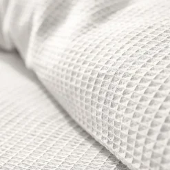 Coton Pur Parure de couette "Nid d'abeille" 260 x 240 pour lit 2 Places "King Size" 160 à 180 cm - Nid d'abeille Neige