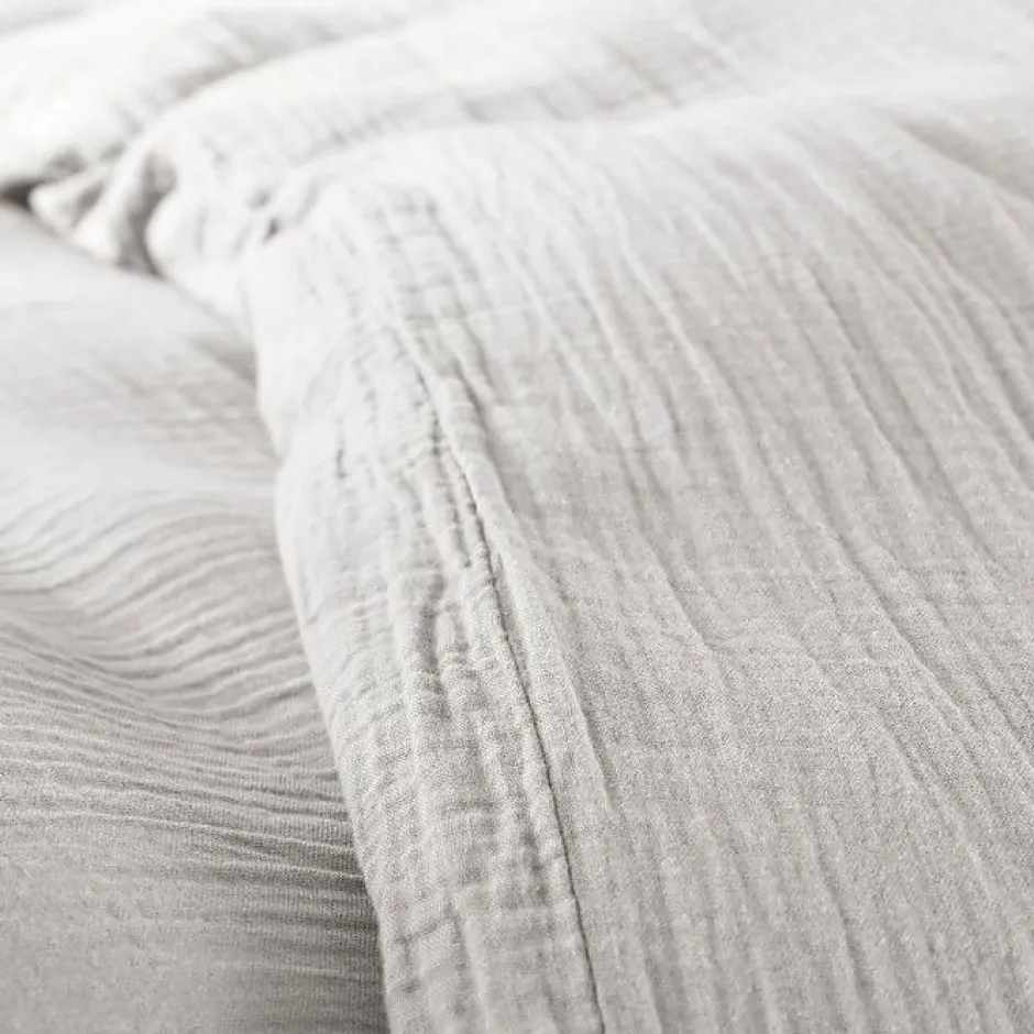 Coton Pur Parure de couette "Noah" Gaze de Coton 140 x 200 pour lit 1 place - Noah Perle