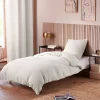 Coton Pur Parure de couette "Noah" Gaze de Coton 140 x 200 pour lit 1 place - Noah Neige