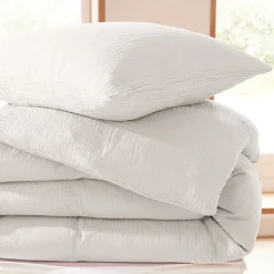 Coton Pur Parure de couette "Noah" Gaze de Coton 260 x 240 pour lit 2 Places "King Size" 160 à 180 cm - Noah Neige Outlet