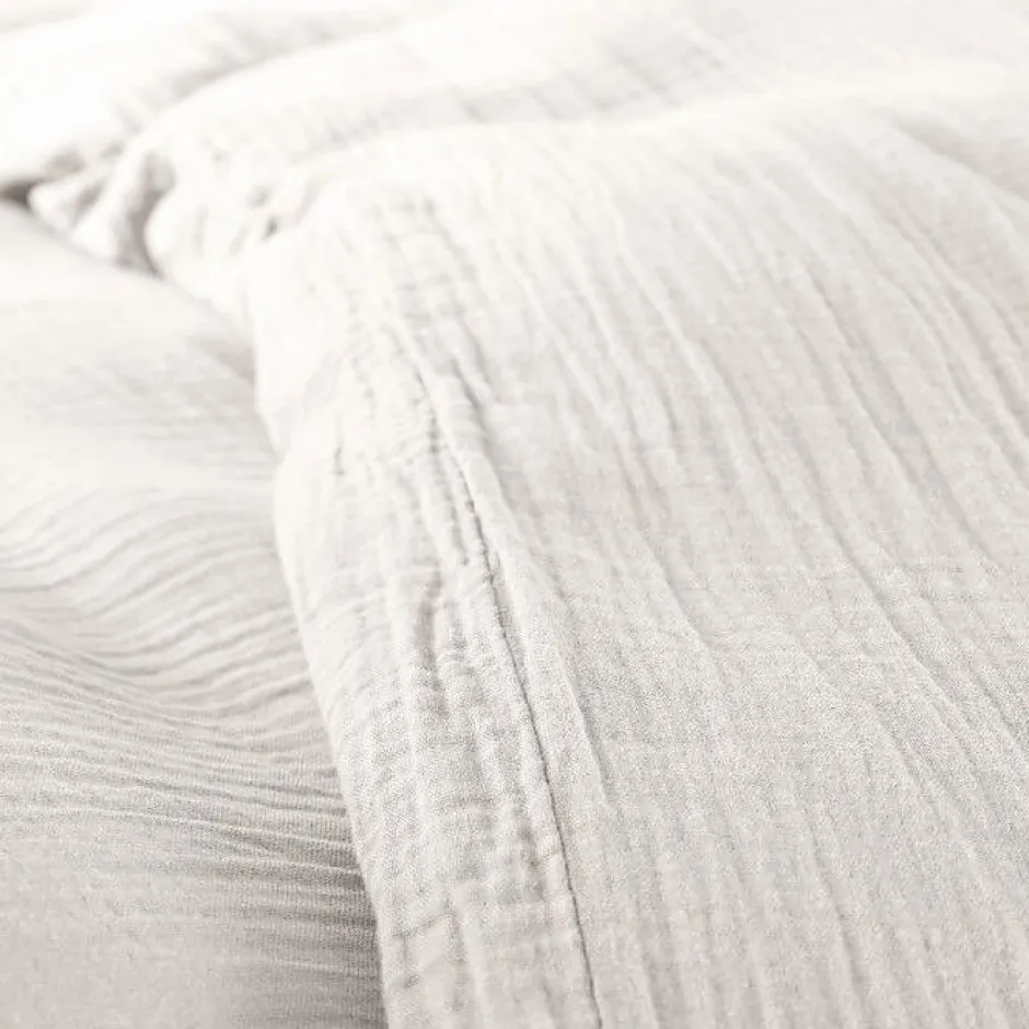 Coton Pur Parure de couette "Noah" Gaze de Coton 260 x 240 pour lit 2 Places "King Size" 160 à 180 cm - Noah Neige Outlet