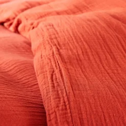 Coton Pur Parure de couette "Noah" Gaze de Coton 140 x 200 pour lit 1 place - Noah Terracotta Hot