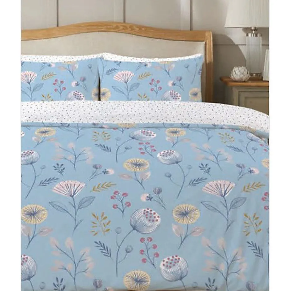 Copenhagen Home Parure de couette "Olia" toutes dimensions 100% Coton / 57 Fils/cm² - Olia Bleu - Parure de couette 200 x 200 cm + 2 Taies d'oreil