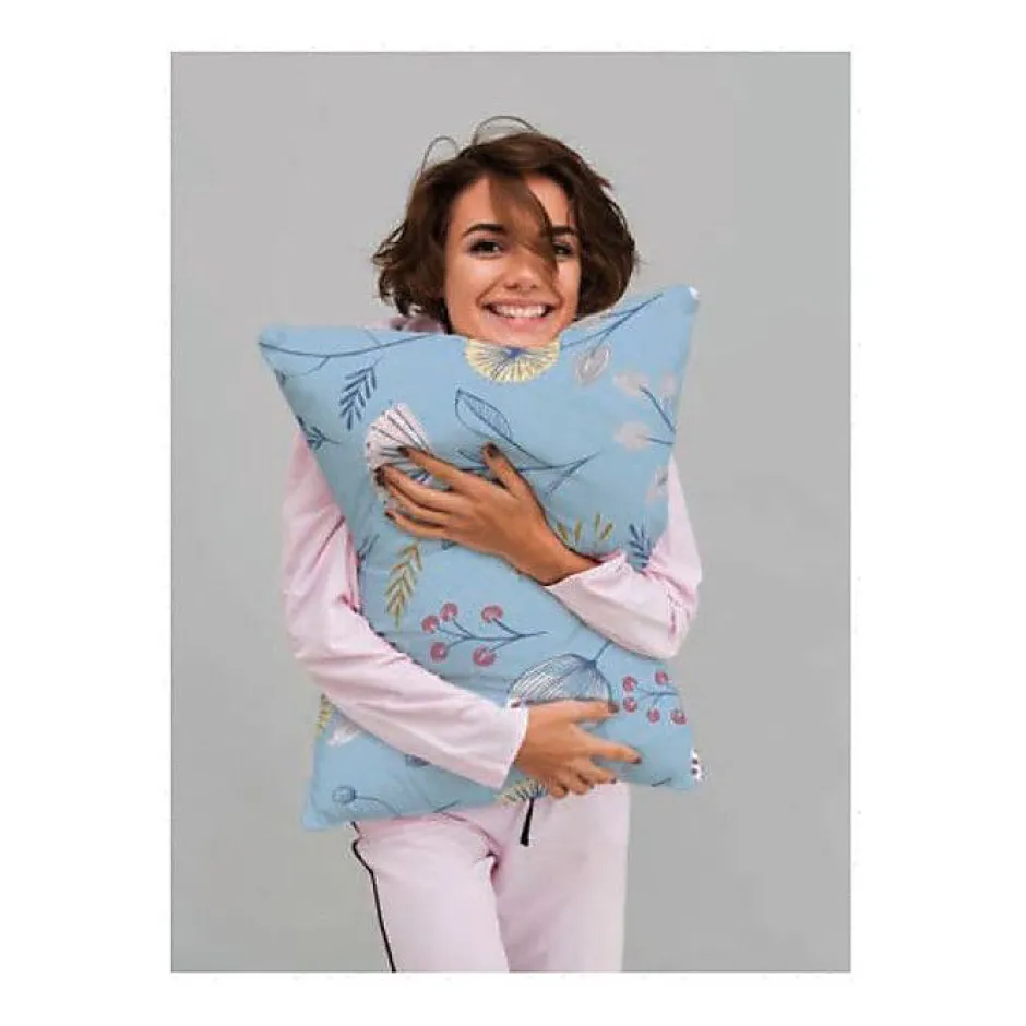 Copenhagen Home Parure de couette "Olia" toutes dimensions 100% Coton / 57 Fils/cm² - Olia Bleu - Parure de couette 260 x 240 cm + 2 Taies d'oreil