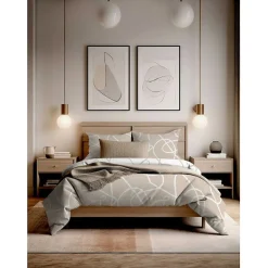 Copenhagen Home Parure de couette "Pablo" toutes dimensions 100% Coton / 57 Fils/cm² - Pablo Latte - Parure de couette 200 x 200 cm + 2 Taies d'or