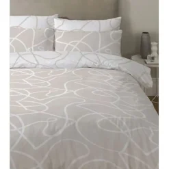 Copenhagen Home Parure de couette "Pablo" toutes dimensions 100% Coton / 57 Fils/cm² - Pablo Latte - Parure de couette 200 x 200 cm + 2 Taies d'or