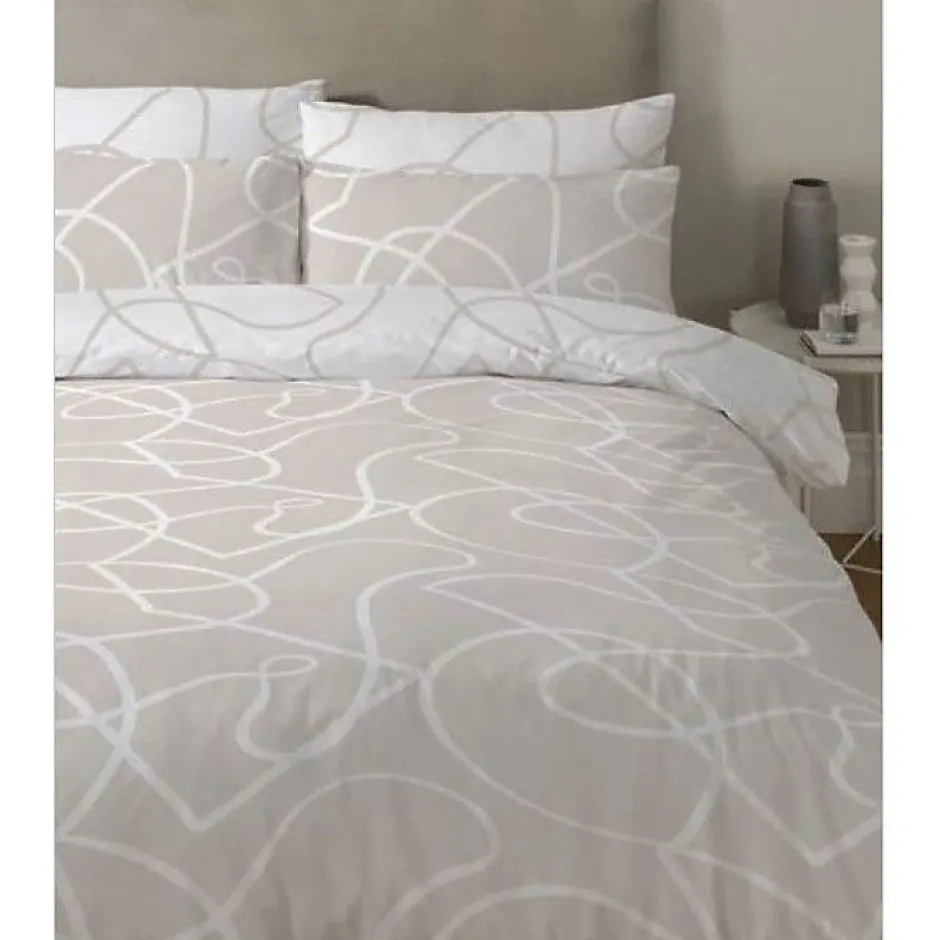 Copenhagen Home Parure de couette "Pablo" toutes dimensions 100% Coton / 57 Fils/cm² - Pablo Latte - Parure de couette 200 x 200 cm + 2 Taies d'or