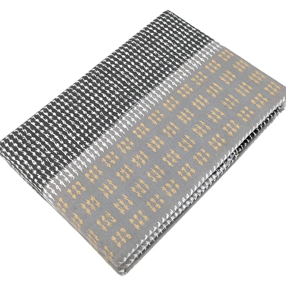 Linnea Parure de drap 3 pièces : drap 240x300 cm taies 65x65 cm 100% flanelle de coton JULES gris/jaune