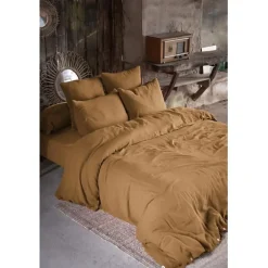L'Effet Papillon Parure de draps 4 pièces & 5 pièces "Gaïa" Gaze de Coton - Gaïa Camel - Parure de draps 5 pièces (1 Drap plat 270 x 300 + 1 Drap h Discount