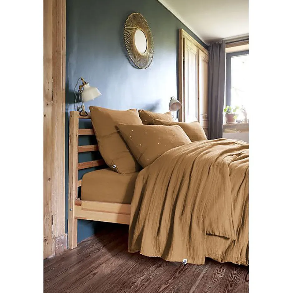 L'Effet Papillon Parure de draps 4 pièces & 5 pièces "Gaïa" Gaze de Coton - Gaïa Camel - Parure de draps 5 pièces (1 Drap plat 270 x 300 + 1 Drap h Discount