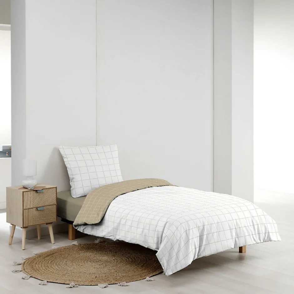Douceur D'Intérieur Parure de Lit 100% Coton Cadria Naturel Certifiée OekoTEX 200 x 140 cm