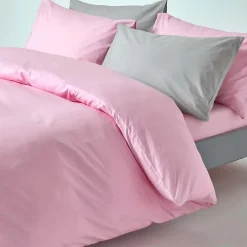 Homescapes Parure de lit 100% coton égyptien 200 fils rose, 155x220cm -