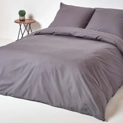 Homescapes Parure de lit 100% coton égyptien 200 fils gris foncé, 155x220cm -