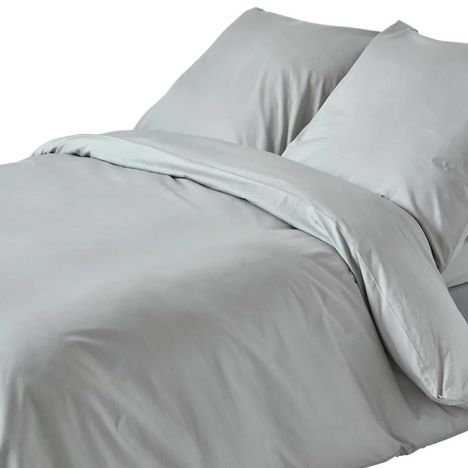 Homescapes Parure de lit 100% coton égyptien 200 fils gris acier, 240x220cm -