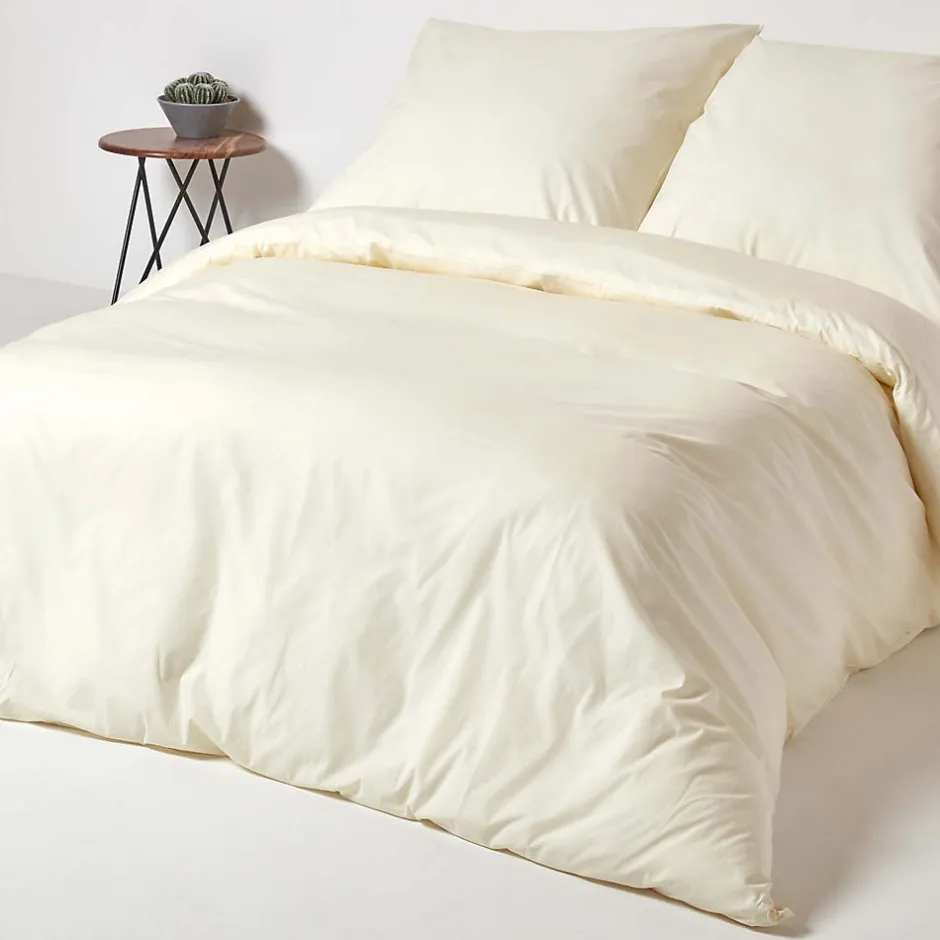 Homescapes Parure de lit 100% coton égyptien 200 fils ivoire, 155x220cm -