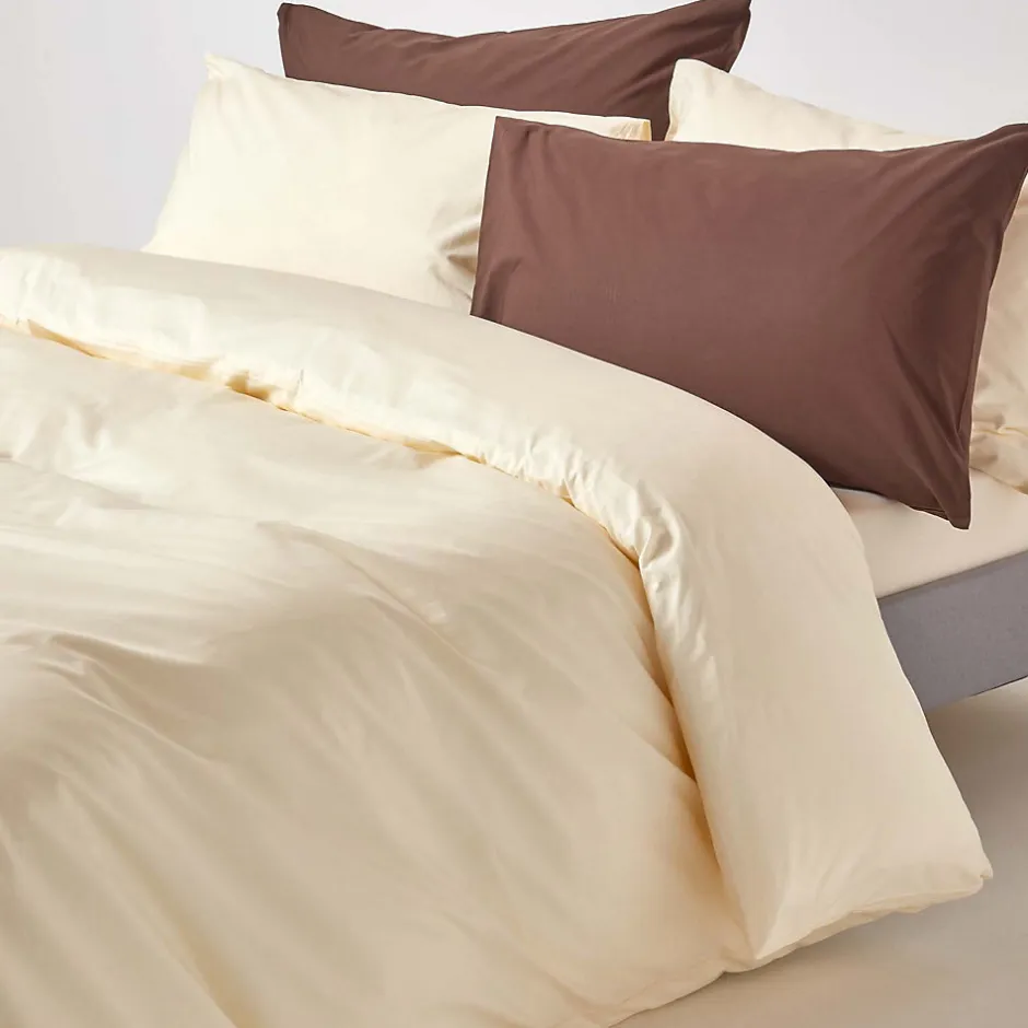 Homescapes Parure de lit 100% coton égyptien 200 fils ivoire, 155x220cm -