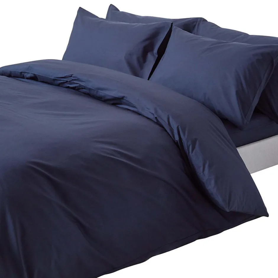 Homescapes Parure de lit 100% coton égyptien 200 fils bleu marine, 200x200cm -