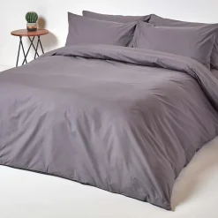 Homescapes Parure de lit 100% coton égyptien 200 fils gris foncé, 200x200cm -