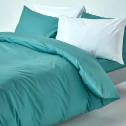 Homescapes Parure de lit 100% coton égyptien 200 fils bleu canard, 200x200cm - Discount