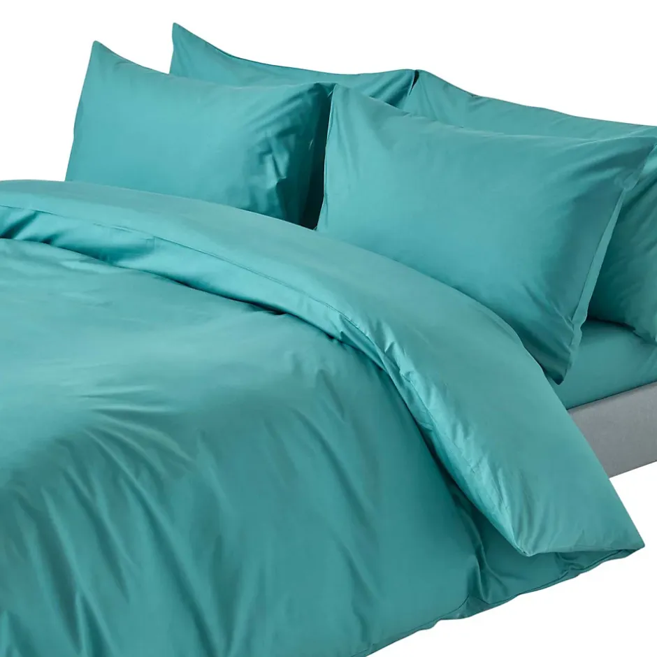 Homescapes Parure de lit 100% coton égyptien 200 fils bleu canard, 200x200cm - Discount
