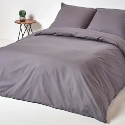 Homescapes Parure de lit 100% coton égyptien 200 fils gris foncé, 240x220cm - Best