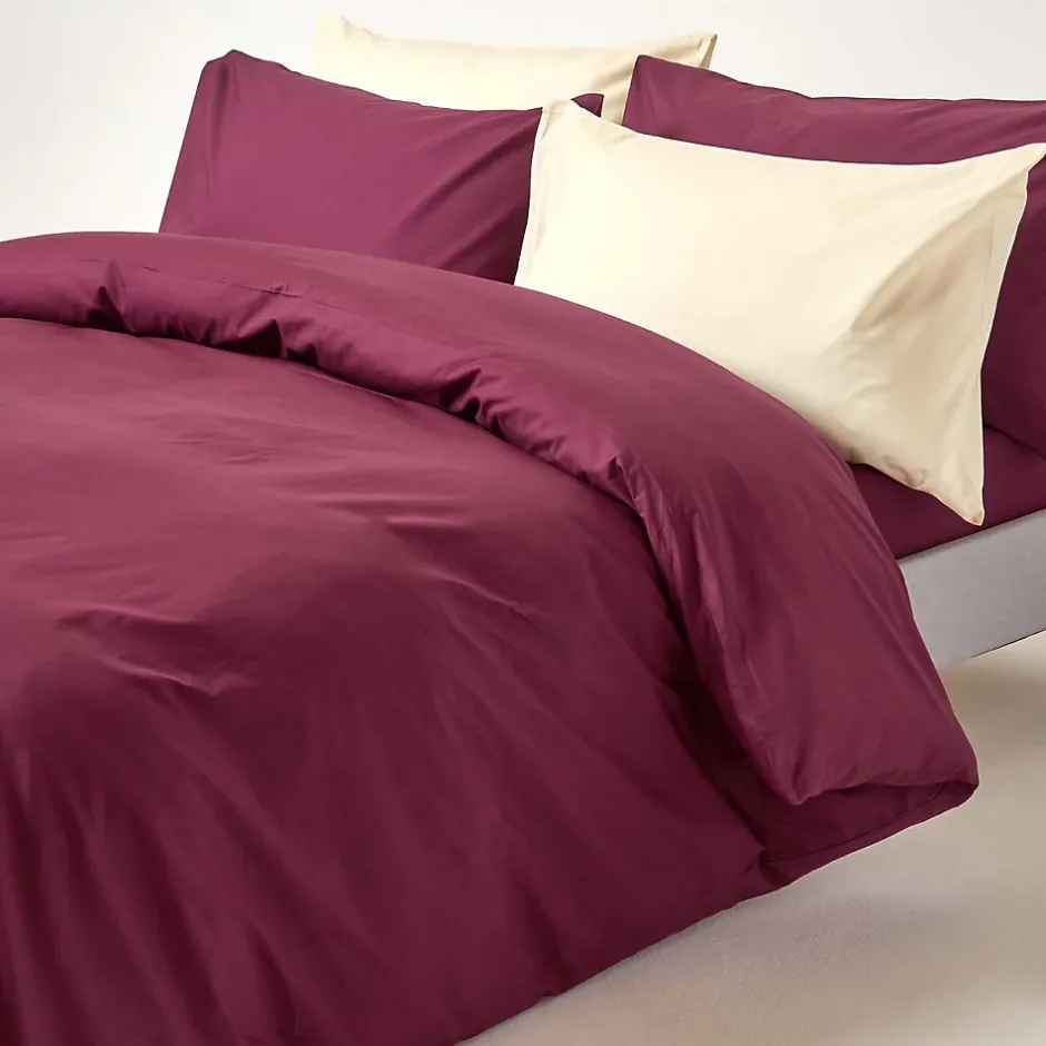 Homescapes Parure de lit 100% coton égyptien 200 fils bordeaux, 230x220cm -
