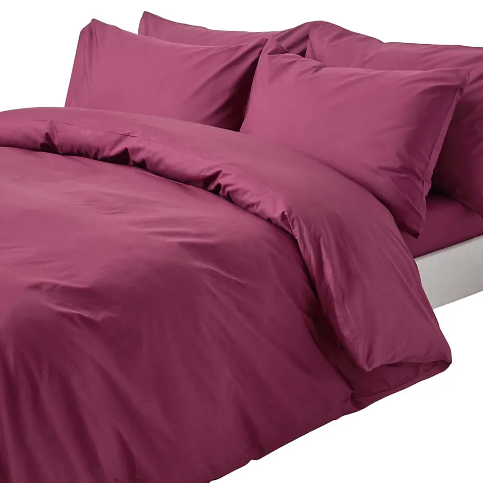 Homescapes Parure de lit 100% coton égyptien 200 fils bordeaux, 230x220cm -