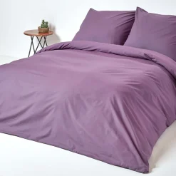 Homescapes Parure de lit 100% coton égyptien 200 fils violet, 155x220cm -