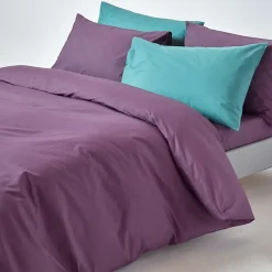 Homescapes Parure de lit 100% coton égyptien 200 fils violet, 240x220cm -