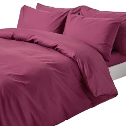 Homescapes Parure de lit 100% coton égyptien 200 fils bordeaux, 260x220cm -