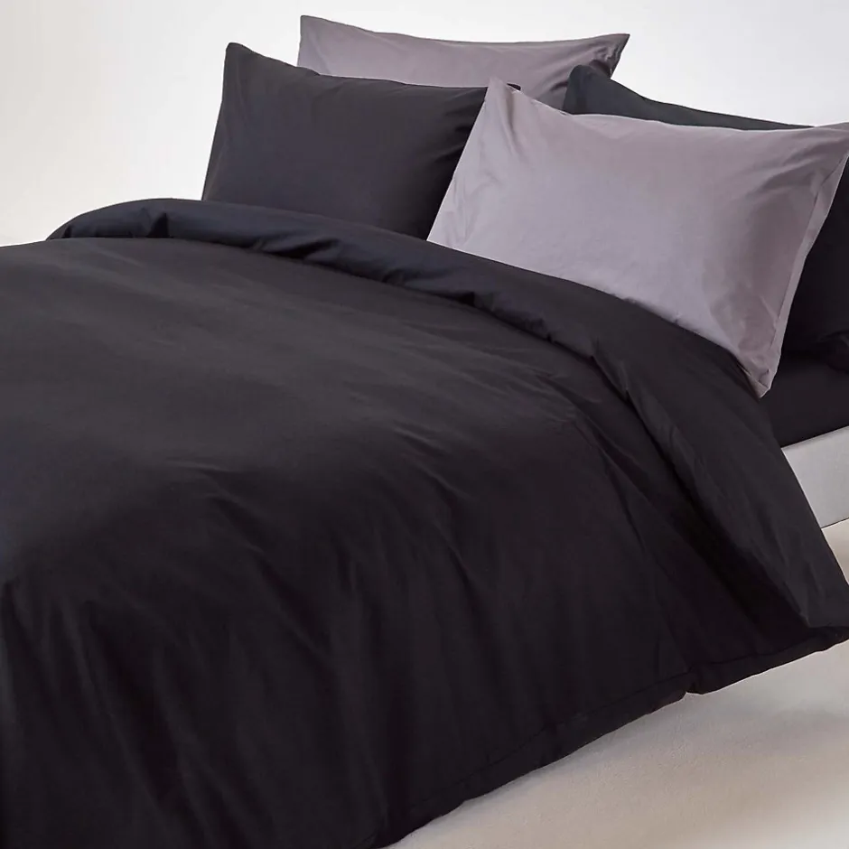 Homescapes Parure de lit 100% coton égyptien 200 fils noir, 260x220cm -