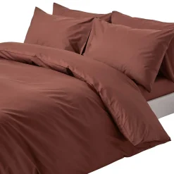 Homescapes Parure de lit 100% coton égyptien 200 fils marron chocolat, 135x200cm -