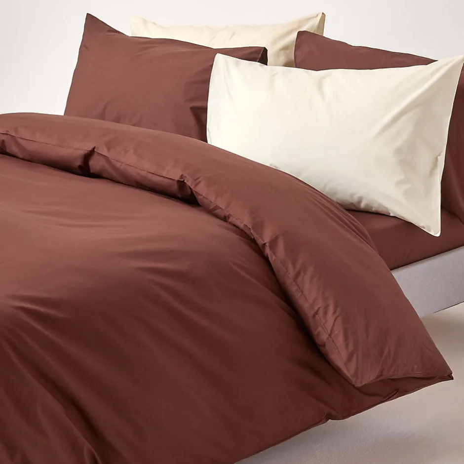 Homescapes Parure de lit 100% coton égyptien 200 fils marron chocolat, 135x200cm -