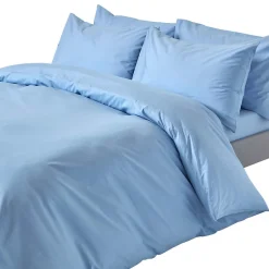Homescapes Parure de lit 100% coton égyptien 200 fils bleu, 135x200cm -