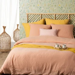 Atmosphera Créateur D'Intérieur Parure de lit - gaze de coton - rose - 240x220 cm - Atmosphera Clearance