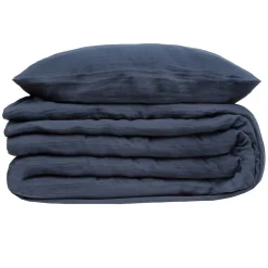 Atmosphera Créateur D'Intérieur Parure de lit - gaze de coton - bleu gris - 240x220 cm - Atmosphera