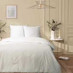 Future Home Parure de lit 2 personnes en satin de coton unie 240x220cm