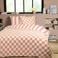 Future Home Parure de lit 2 personnes rayé damier réversible 200x200cm Discount