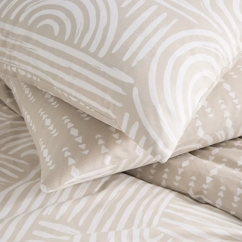 Future Home Parure de lit 2 personnes en coton 57 fils imprimé beige 240x220cm New