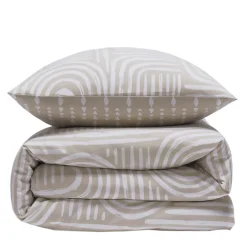Future Home Parure de lit 2 personnes en coton 57 fils imprimé beige 240x220cm New