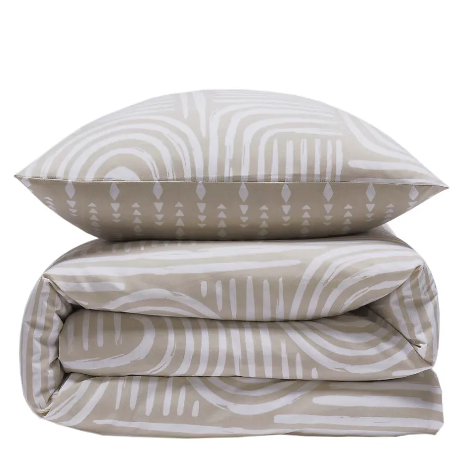Future Home Parure de lit 2 personnes en coton 57 fils imprimé beige 240x220cm New