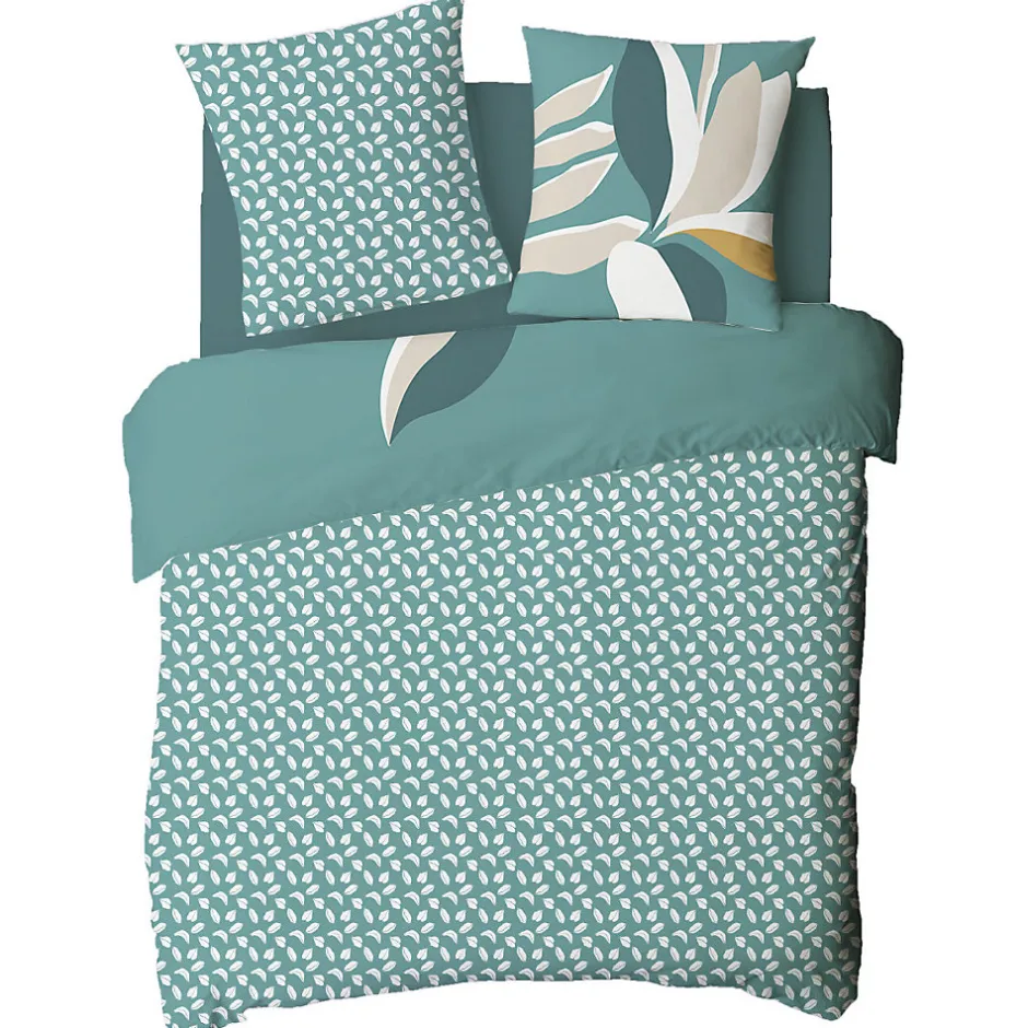 Future Home Parure de lit 2 personnes tropical réversible feuilles 240x220cm