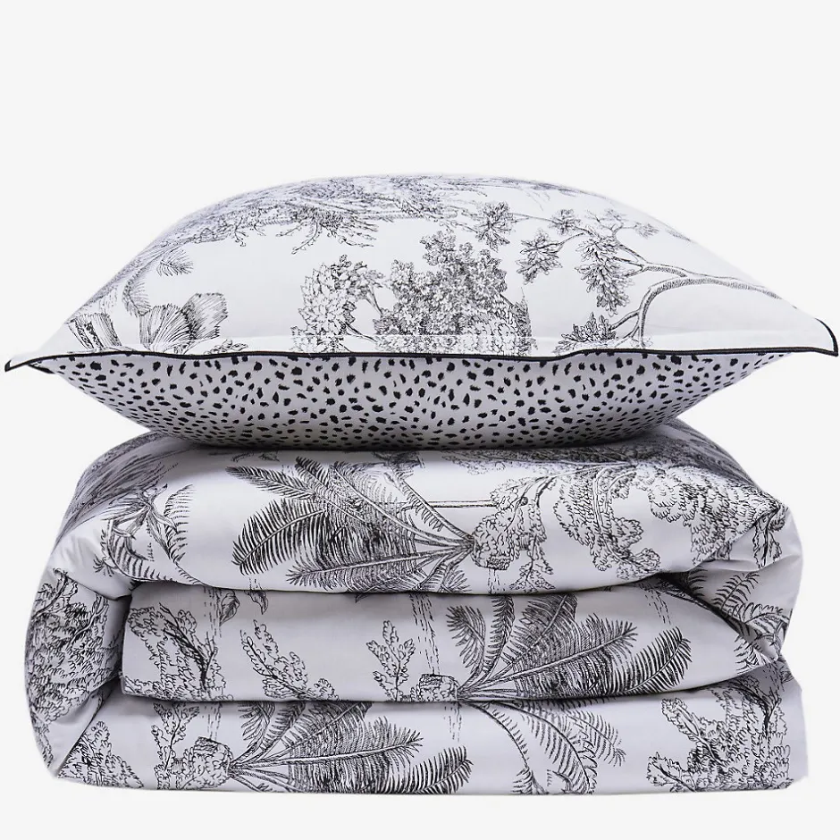 Future Home Parure de lit 2 personnes en coton 57 fils imprimé blanc 240x220cm Hot