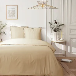 Future Home Parure de lit 2 personnes en satin de coton unie 240x220cm