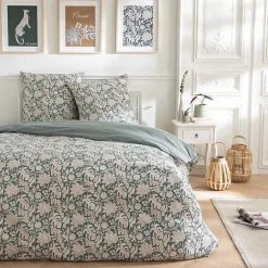 Future Home Parure de lit 2 personnes floral et pois en coton 240x220cm Online