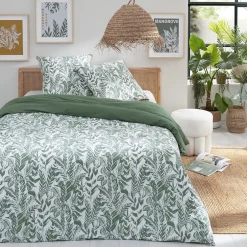 Future Home Parure de lit 2 personnes tropical réversible unie 240x220cm Clearance