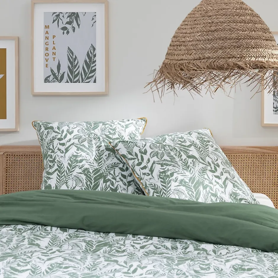 Future Home Parure de lit 2 personnes tropical réversible unie 240x220cm Clearance