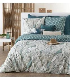 Atmosphera Parure de lit 2 Personnes 240 x 220 cm Housse de couette avec 2 taies Imprimé Moana
